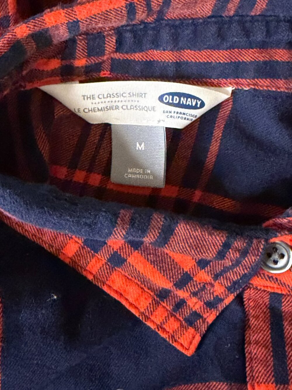 Old Navy The Classic Shirt Top Blouse Flannel Plaid Womens Red Navy Blue M - Picture 6 of 7